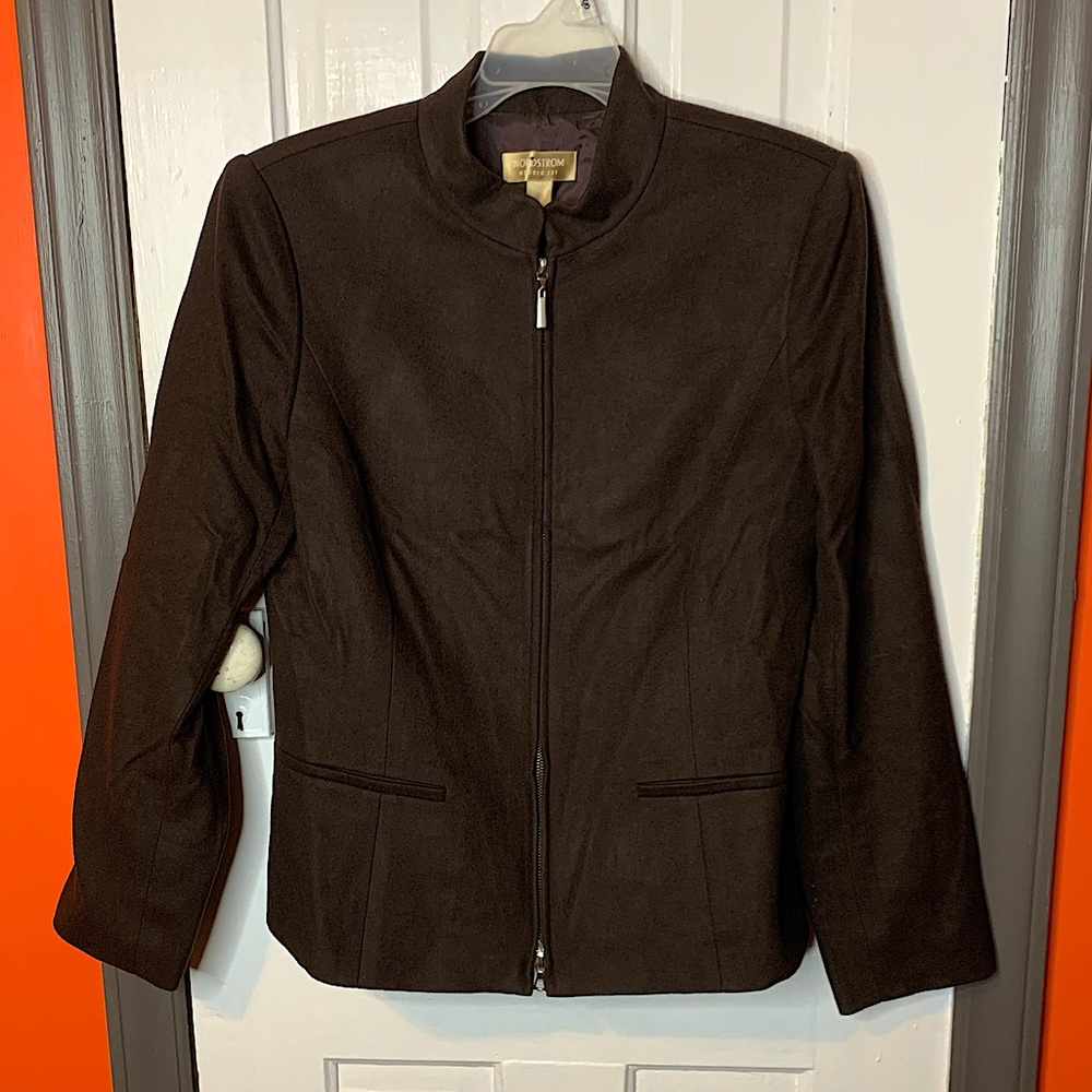 Nordstrom Studio 121 Wool Blend Lined Zip Down Coat